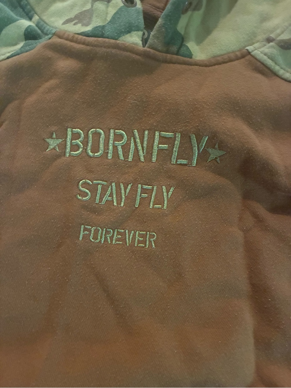 Born Fly Brown & Camo Hoodie - "Born Fly Stay Fly" & matching joggers coord set